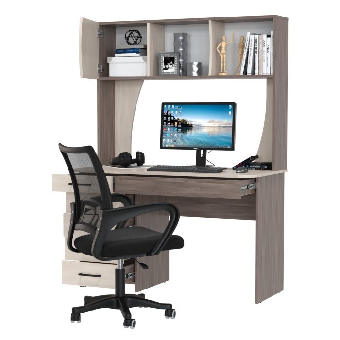 Стол 6-0606 Сигма + кресло 103 чёрное, цвет бодега тёмный/бодега светлый, ШхГхВ 120,5х60,5х166 см., НЕ универсальная сборка