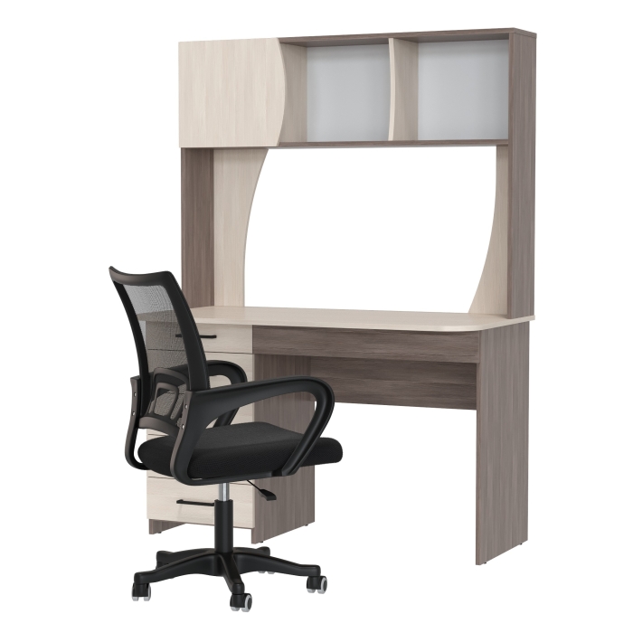 Стол 6-0606 Сигма + кресло 103 чёрное, цвет бодега тёмный/бодега светлый, ШхГхВ 120,5х60,5х166 см., НЕ универсальная сборка