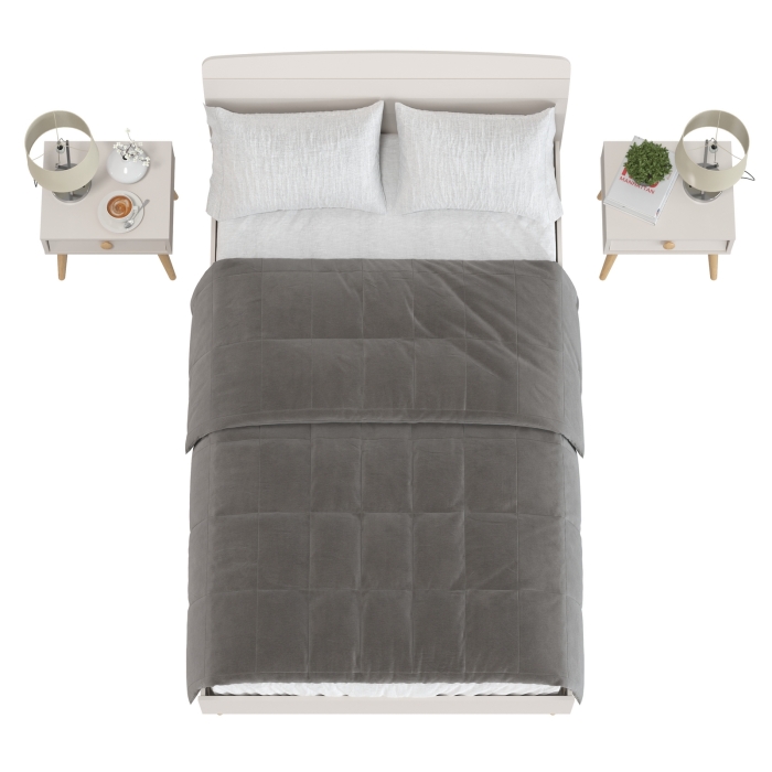 Афина Спальня Кровать 1200 + Две тумбы, цвет кашемир серый, ШхГхВ 123,6х210,2х95,7 + 2х45х37х45 см., сп.м. 1200х2000 мм., б/м, основание есть