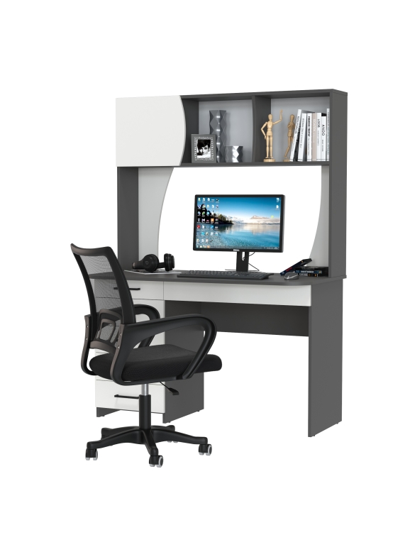 Стол 6-0606 Сигма + кресло 103 чёрное, цвет графит/белый, ШхГхВ 120,5х60,5х166 см., НЕ универсальная сборка