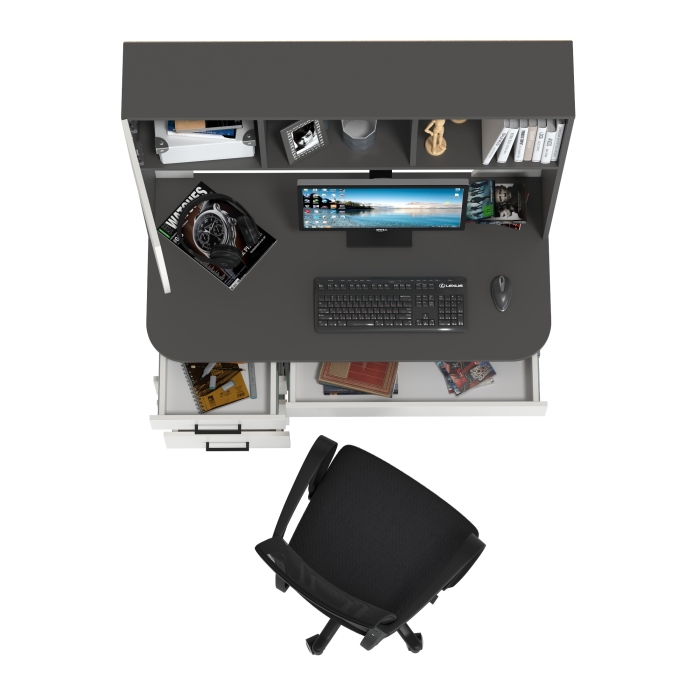 Стол 6-0606 Сигма + кресло 103 чёрное, цвет графит/белый, ШхГхВ 120,5х60,5х166 см., НЕ универсальная сборка