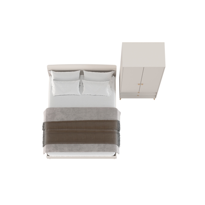 Афина Спальня Кровать 1600 + Шкаф 2-х дверный, цвет кашемир серый, ШхГхВ 164,6х210,2х95,6 + 90,3х56,3х220 см., сп.м. 1600х2000 мм., б/м, осн. есть