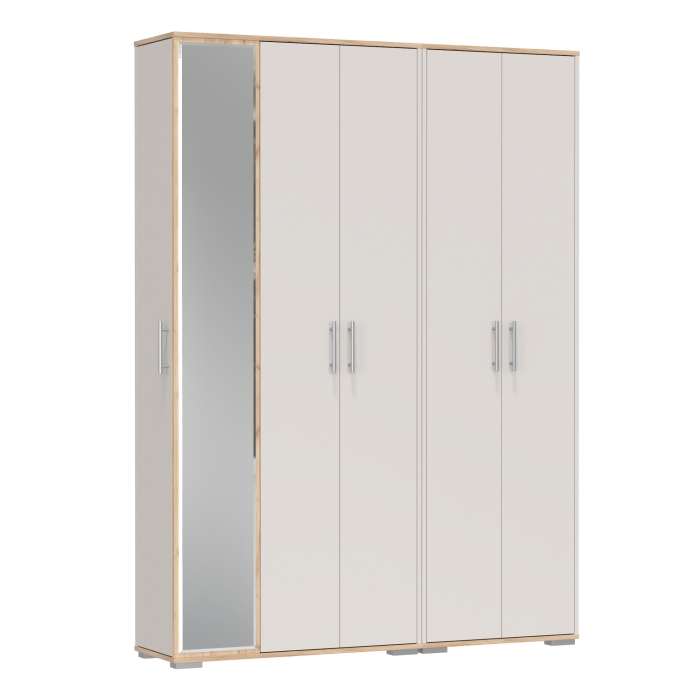 Прихожая Домино-мини + Шкаф для одежды Домино, цвет дуб крафт золотой/кашемир серый, ШхГхВ 148х36х202 см., универсальная сборка