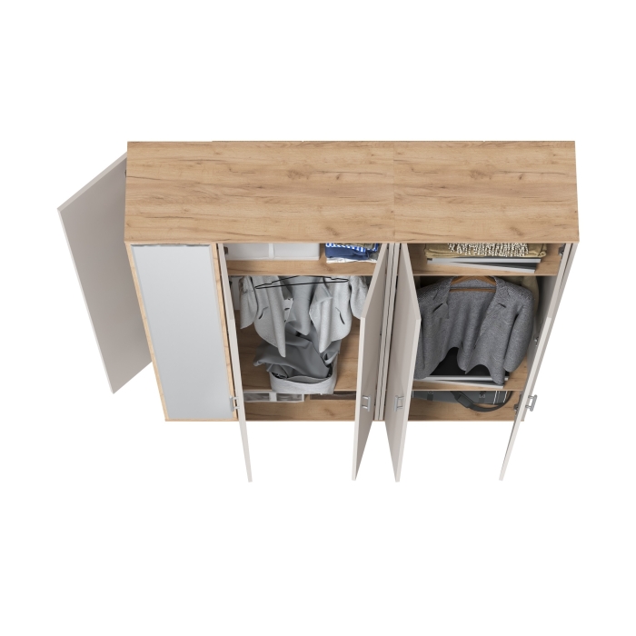 Прихожая Домино-мини + Шкаф для одежды Домино, цвет дуб крафт золотой/кашемир серый, ШхГхВ 148х36х202 см., универсальная сборка