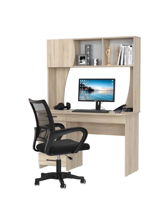 Стол 6-0606 Сигма + кресло 103 чёрное, цвет дуб сонома, ШхГхВ 120,5х60,5х166 см., НЕ универсальная сборка