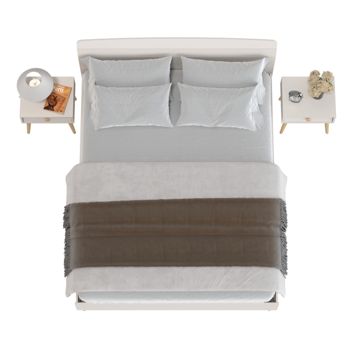 Афина Спальня Кровать 1600 + Две тумбы, цвет кашемир серый, ШхГхВ 164,6х210,2х95,6 + 2х45х37х45 см., сп.м. 1600х2000 мм., б/м, основание есть