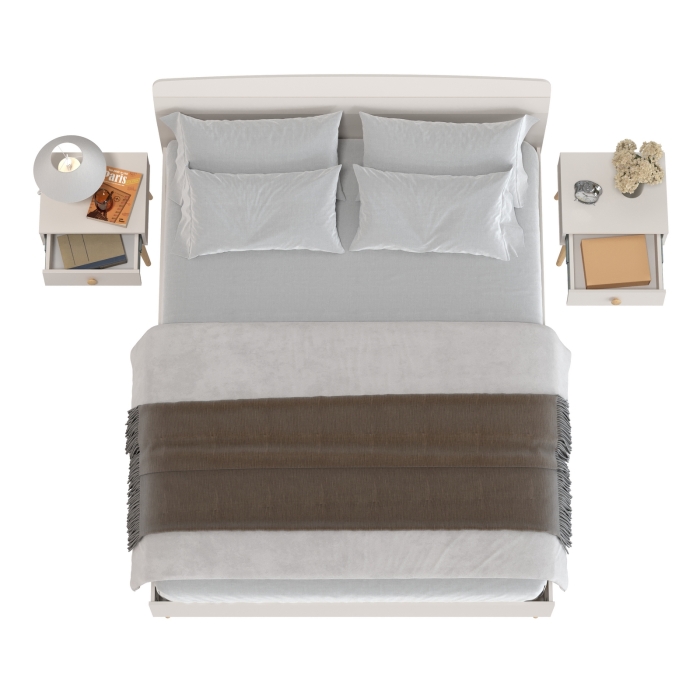 Афина Спальня Кровать 1600 + Две тумбы, цвет кашемир серый, ШхГхВ 164,6х210,2х95,6 + 2х45х37х45 см., сп.м. 1600х2000 мм., б/м, основание есть