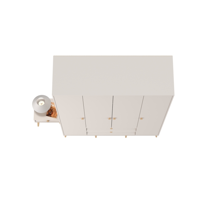 Афина Спальня Шкаф 4-х дверный + Тумба прикроватная, цвет кашемир серый, ШхГхВ 160х56,3х220 + 45х37х45 см., универсальная сборка