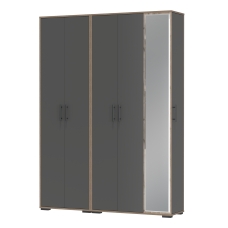 Прихожая Домино-мини + Шкаф для одежды Домино, цвет дуб крафт табачный/графит, ШхГхВ 148х36х202 см., универсальная сборка