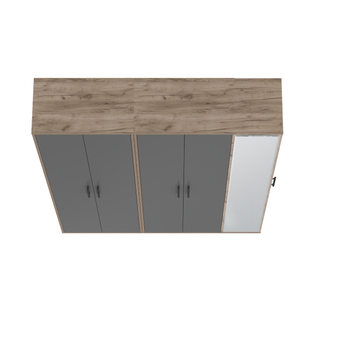 Прихожая Домино-мини + Шкаф для одежды Домино, цвет дуб крафт табачный/графит, ШхГхВ 148х36х202 см., универсальная сборка