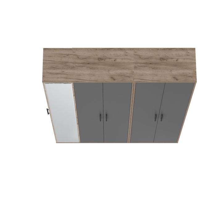 Прихожая Домино-мини + Шкаф для одежды Домино, цвет дуб крафт табачный/графит, ШхГхВ 148х36х202 см., универсальная сборка