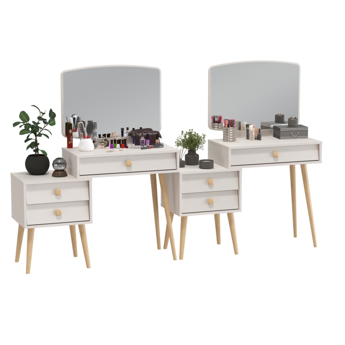 Афина Спальня Трюмо х 2, цвет кашемир серый, ШхГхВ 2х105х38,6х129 см., универсальная сборка