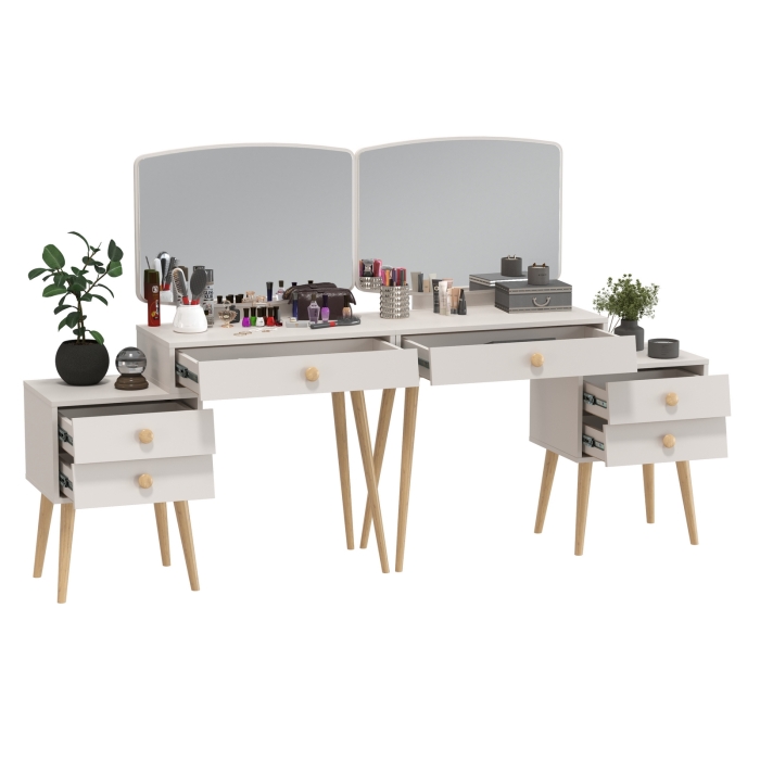 Афина Спальня Трюмо х 2, цвет кашемир серый, ШхГхВ 2х105х38,6х129 см., универсальная сборка