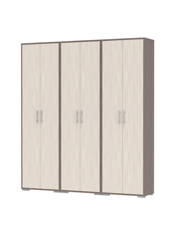 Три шкафа для одежды Домино 2-3430бод.тем/св, цвет бодега тёмный/бодега светлый, ШхГхВ 180х36х202 см.