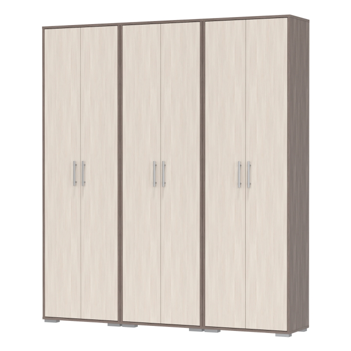 Три шкафа для одежды Домино 2-3430бод.тем/св, цвет бодега тёмный/бодега светлый, ШхГхВ 180х36х202 см.