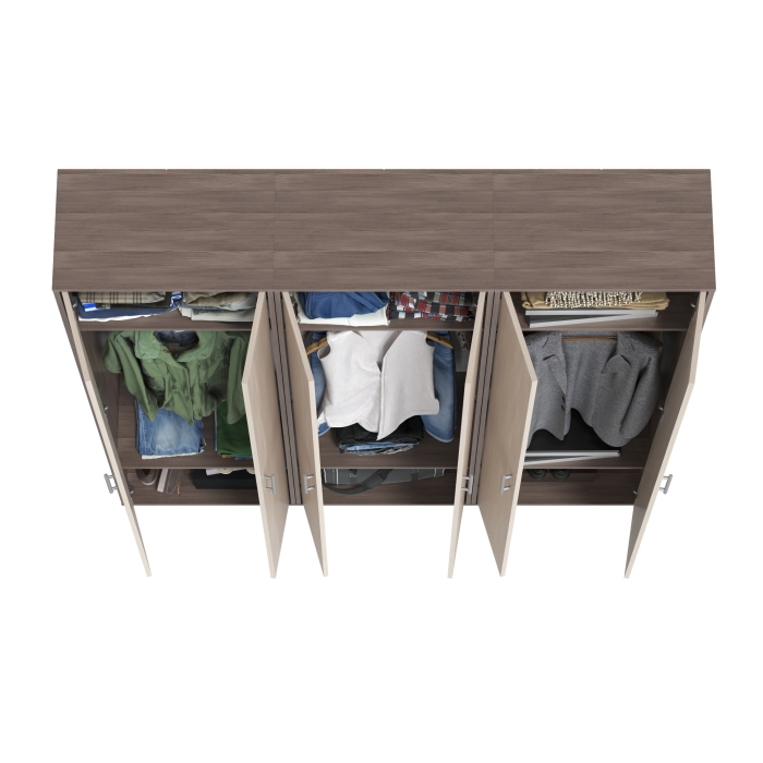 Три шкафа для одежды Домино 2-3430бод.тем/св, цвет бодега тёмный/бодега светлый, ШхГхВ 180х36х202 см.