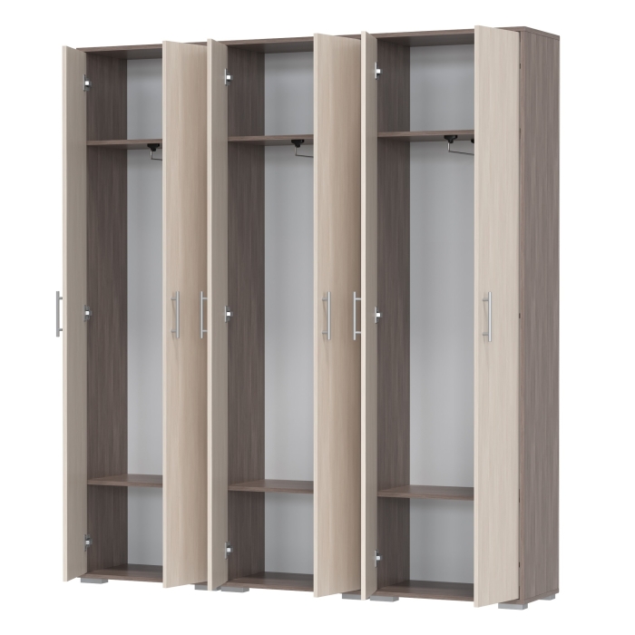 Три шкафа для одежды Домино 2-3430бод.тем/св, цвет бодега тёмный/бодега светлый, ШхГхВ 180х36х202 см.