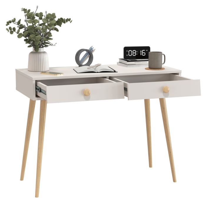 Афина Спальня 4-25904М1к.с. Стол, цвет кашемир серый, ШхГхВ 100х45х76 см., цвет ножек: тик