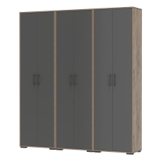 Три шкафа для одежды Домино 2-3430дкт/граф цвет дуб крафт табачный/графит, ШхГхВ 180х36х202 см.