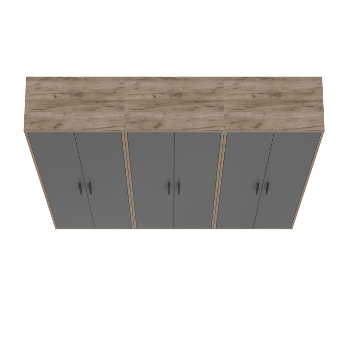 Три шкафа для одежды Домино 2-3430дкт/граф цвет дуб крафт табачный/графит, ШхГхВ 180х36х202 см.