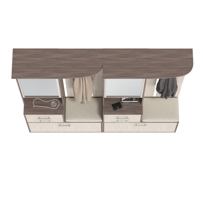 Два шкафа с вешалкой Домино 2-3431бод.тем/св, цвет бодега тёмный/бодега светлый, ШхГхВ 200х36х202 см., универсальная сборка