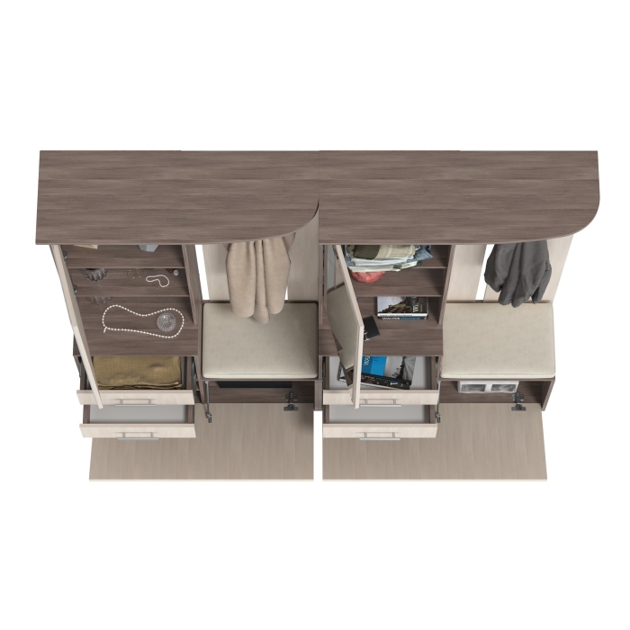 Два шкафа с вешалкой Домино 2-3431бод.тем/св, цвет бодега тёмный/бодега светлый, ШхГхВ 200х36х202 см., универсальная сборка