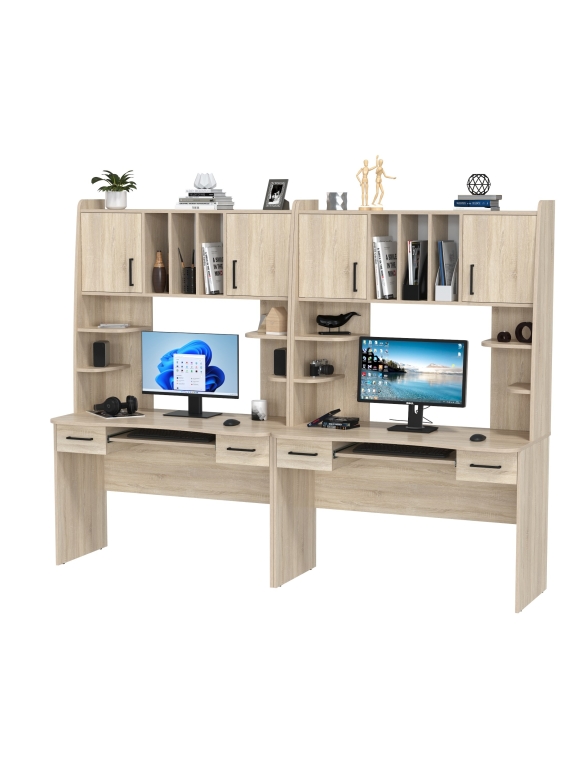 Два стола рабочих 6-0604дубсон Бета, цвет дуб сонома, ШхГхВ 240х60,5х183,5 см.