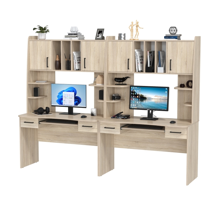 Два стола рабочих 6-0604дубсон Бета, цвет дуб сонома, ШхГхВ 240х60,5х183,5 см.