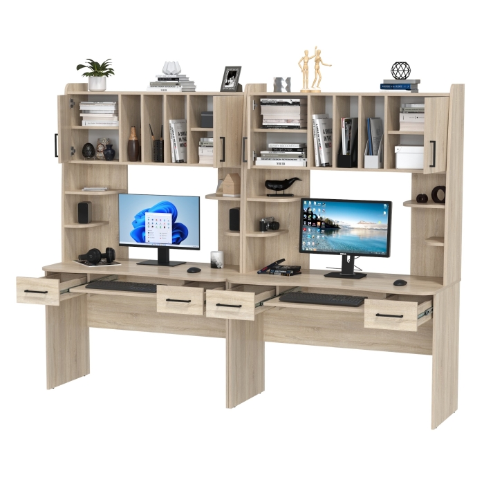 Два стола рабочих 6-0604дубсон Бета, цвет дуб сонома, ШхГхВ 240х60,5х183,5 см.