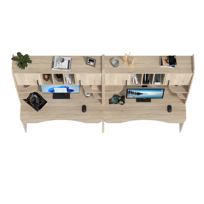 Два стола рабочих 6-0604дубсон Бета, цвет дуб сонома, ШхГхВ 240х60,5х183,5 см.