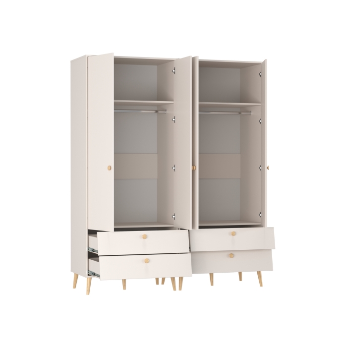 Афина Спальня Шкаф 2-х дверный с двумя ящиками х 2, цвет кашемир серый, ШхГхВ 180,6х56,3х220 см.