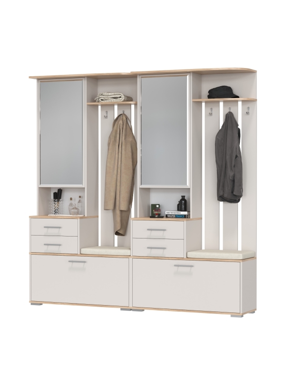 Два шкафа с вешалкой Домино 2-3431дкз/к.с, цвет дуб крафт золотой/кашемир серый, ШхГхВ 200х36х202 см., универсальная сборка