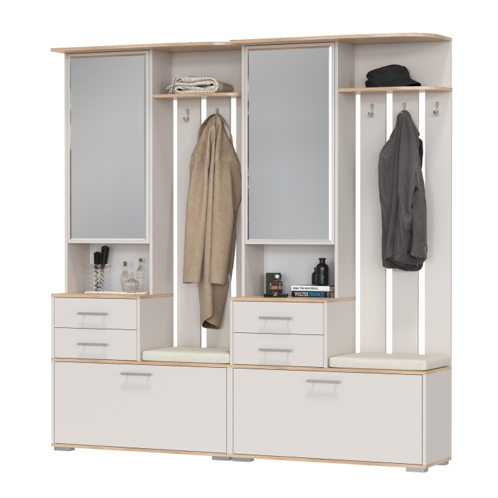 Два шкафа с вешалкой Домино 2-3431дкз/к.с, цвет дуб крафт золотой/кашемир серый, ШхГхВ 200х36х202 см., универсальная сборка