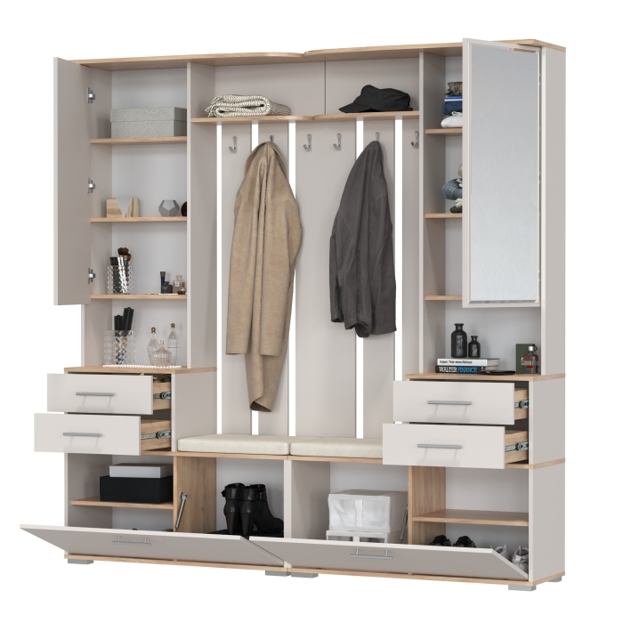 Два шкафа с вешалкой Домино 2-3431дкз/к.с, цвет дуб крафт золотой/кашемир серый, ШхГхВ 200х36х202 см., универсальная сборка