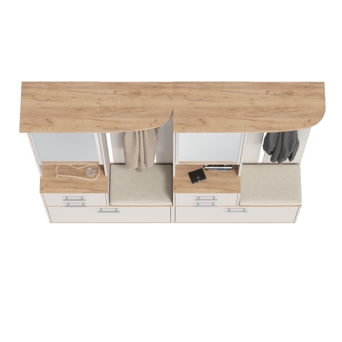 Два шкафа с вешалкой Домино 2-3431дкз/к.с, цвет дуб крафт золотой/кашемир серый, ШхГхВ 200х36х202 см., универсальная сборка