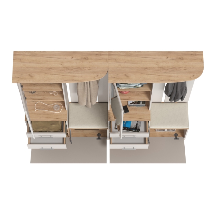 Два шкафа с вешалкой Домино 2-3431дкз/к.с, цвет дуб крафт золотой/кашемир серый, ШхГхВ 200х36х202 см., универсальная сборка