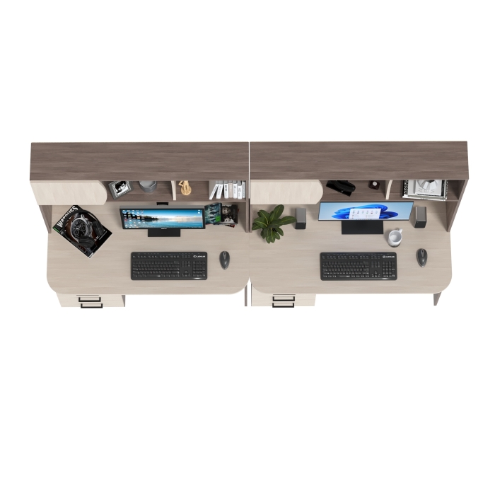 Два стола рабочих 6-0606бод.тем/св Сигма, цвет бодега тёмный/бодега светлый, ШхГхВ 241х60,5х166 см., НЕ универсальная сборка