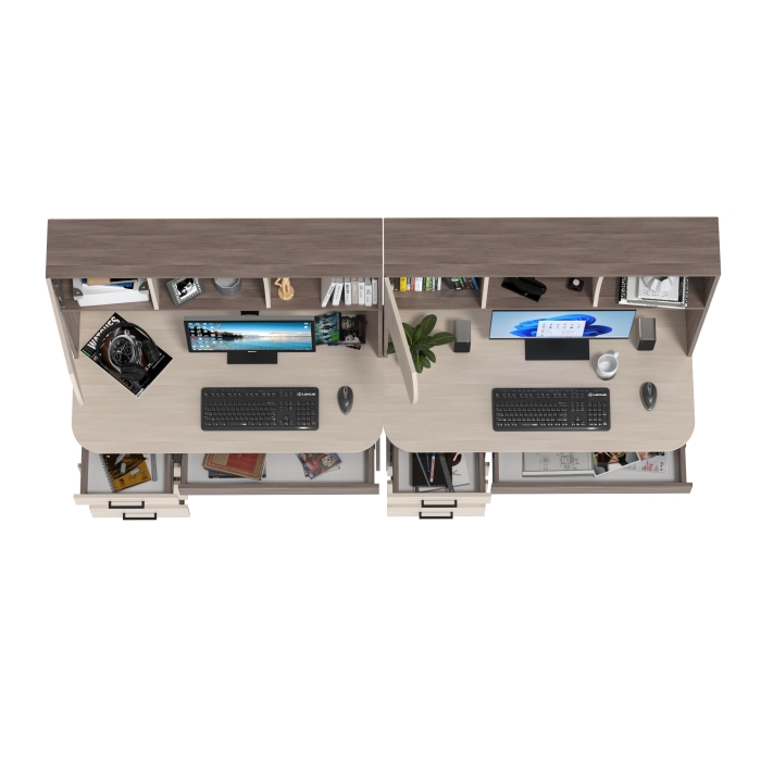 Два стола рабочих 6-0606бод.тем/св Сигма, цвет бодега тёмный/бодега светлый, ШхГхВ 241х60,5х166 см., НЕ универсальная сборка