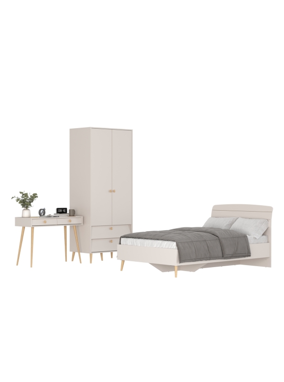 Афина Спальня 07-1200, цвет кашемир серый, сп.м. 1200х2000 мм., б/м, основание есть - фанера