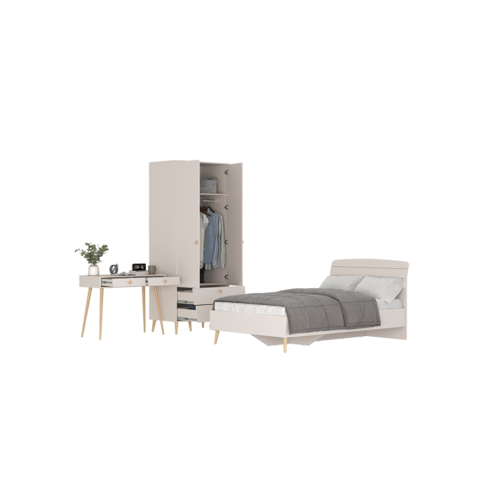 Афина Спальня 07-1200, цвет кашемир серый, сп.м. 1200х2000 мм., б/м, основание есть - фанера