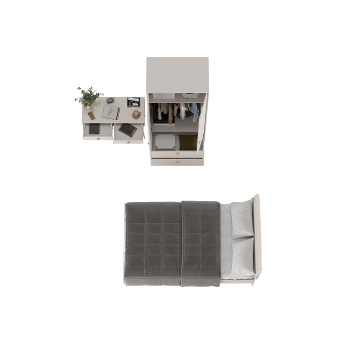 Афина Спальня 07-1200, цвет кашемир серый, сп.м. 1200х2000 мм., б/м, основание есть - фанера