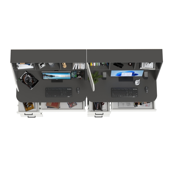 Два стола рабочих 6-0606граф/бел Сигма, цвет графит/белый, ШхГхВ 241х60,5х166 см., НЕ универсальная сборка