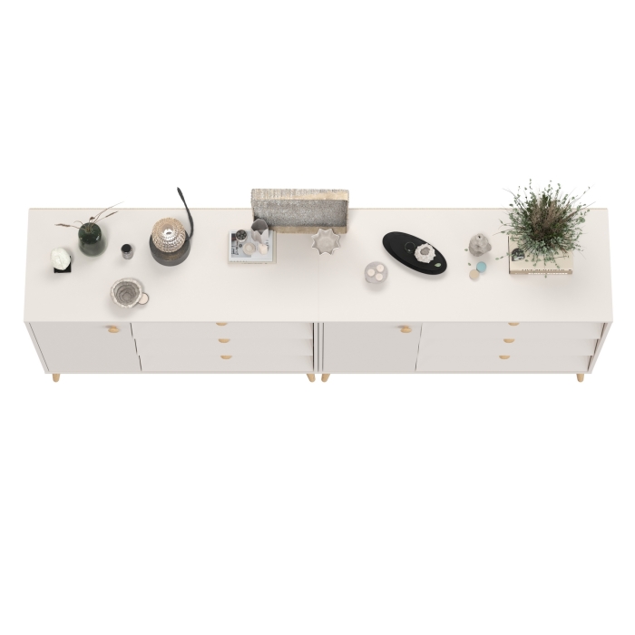 Афина Спальня Комод с дверкой и тремя ящиками х 2, цвет кашемир серый, ШхГхВ 2х110х45,3х83 см., универсальная сборка