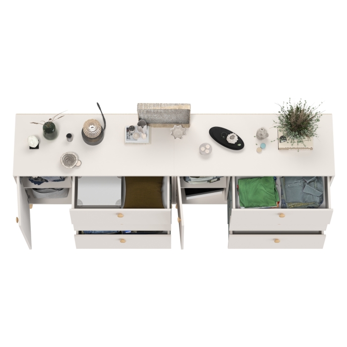 Афина Спальня Комод с дверкой и тремя ящиками х 2, цвет кашемир серый, ШхГхВ 2х110х45,3х83 см., универсальная сборка