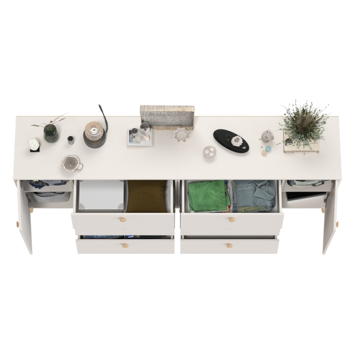 Афина Спальня Комод с дверкой и тремя ящиками х 2, цвет кашемир серый, ШхГхВ 2х110х45,3х83 см., универсальная сборка