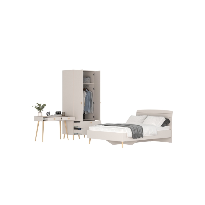 Афина Спальня 07-1400, цвет кашемир серый, сп.м. 1400х2000 мм., б/м, основание есть - фанера