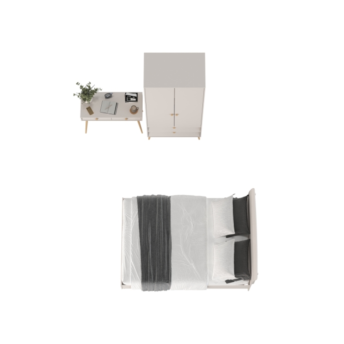 Афина Спальня 07-1400, цвет кашемир серый, сп.м. 1400х2000 мм., б/м, основание есть - фанера