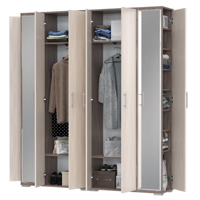 Две прихожих Домино-мини 2-3421бод.тем/св, цвет бодега тёмный/бодега светлый, ШхГхВ 176х36х202 см.