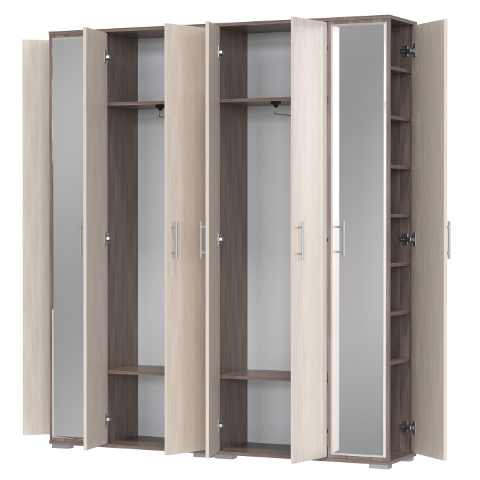 Две прихожих Домино-мини 2-3421бод.тем/св, цвет бодега тёмный/бодега светлый, ШхГхВ 176х36х202 см.