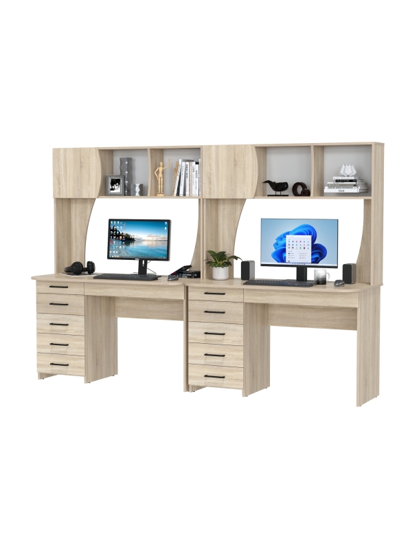 Два стола рабочих 6-0606дубсон Сигма, цвет дуб сонома, ШхГхВ 241х60,5х166 см., НЕ универсальная сборка